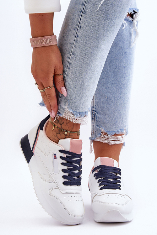 Merida White a Navy Blue-Navy Blue-Navy Blue Sports Shoe Shoes na platforme