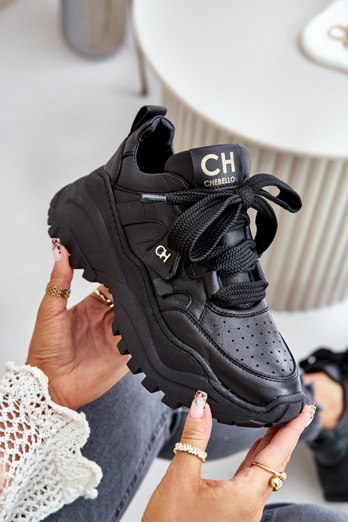 Dámské Kožené Tenisky CheBello 4583 Černé