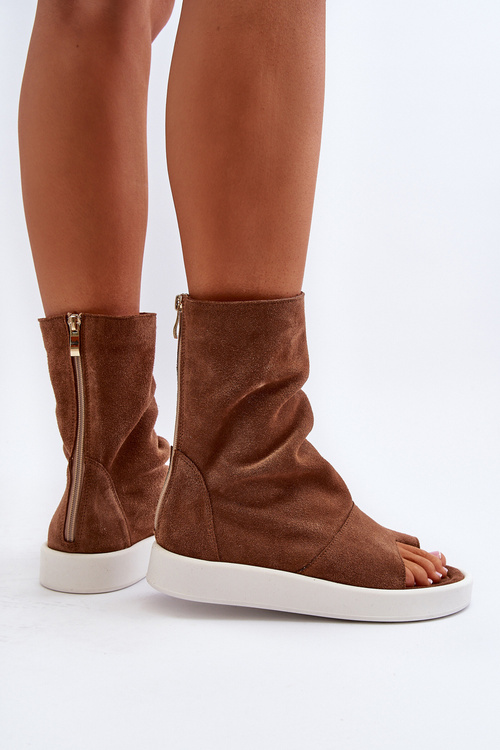 Hnědé Dámské Sandály Zamszové Svrchní Částí Zazoo 3441