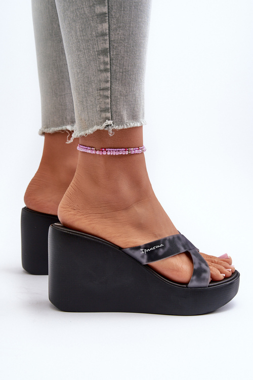 Dámské Žabky Na Korkové Platformě 83520 Ipanema High Fashion Slide Fem Černé