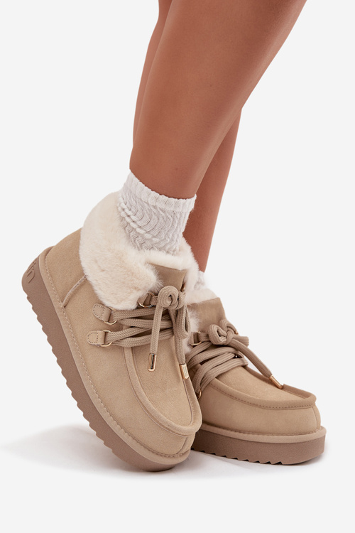 Ženské sněhule z přírodního semiše D.Franklin DFSH375006 světle béžové