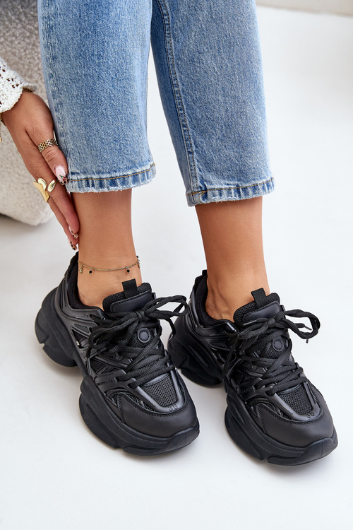 Dámske Tenisky Na Masívnej Podošve Čierne Amoserna