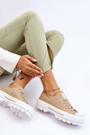 Materiálne tenisky na veľkej hviezde LL274154 Beige Platform