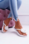 Dámske flip -flops flip -flops biely kvet leskli elenda