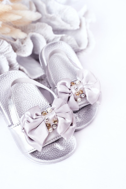 Dětské Gumové Nazouváky S Mašlí Stříbrné Senari