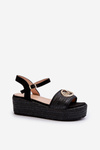 Dámske sandále na platforme s čiernym plstením Esalena