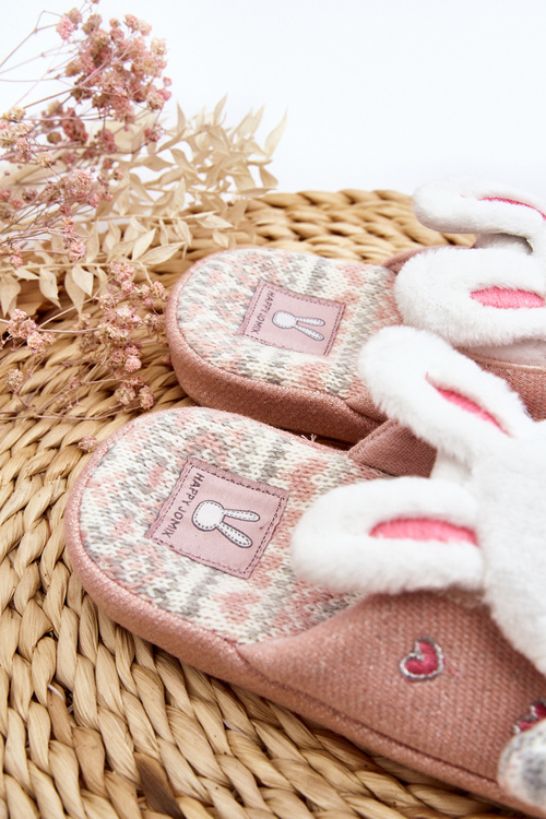 Detské papuče na hrubom podošom zajačikovej ružovej dasca