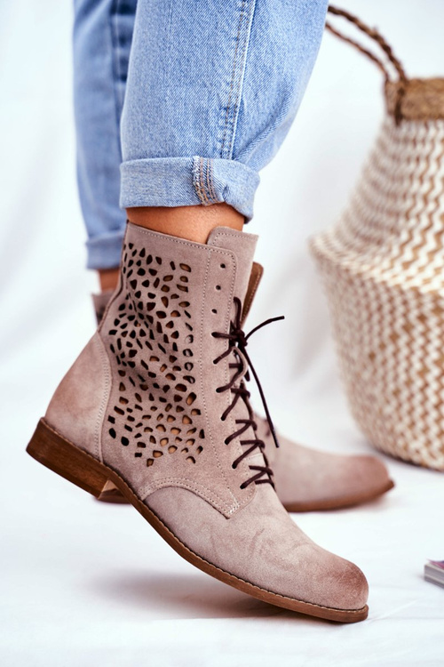 Dámské Kotníkové Boty Kožené Cappucino Meridan