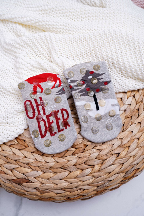 Dámské Ponožky Vánoční Protiskluzové Šedé OH DEER