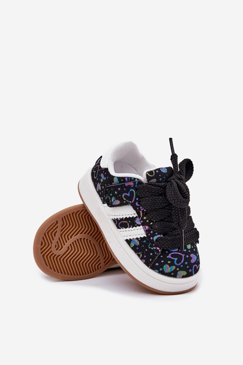 Dětské sportovní tenisky se srdíčky černé Mirelle