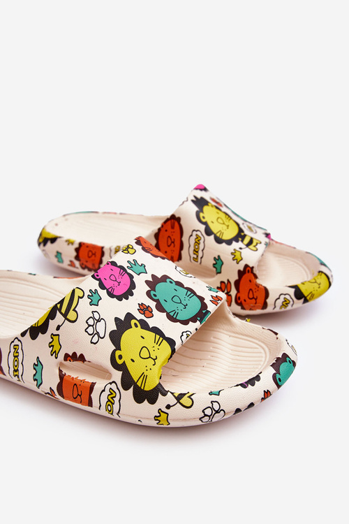 Dětské lehké pěnové pantofle Lion Motiv Béžove Esther