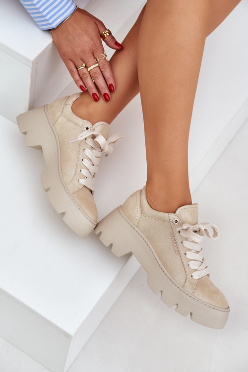 Tenisky Sportovní Boty Na Platformě CheBello 4632 Zlaté