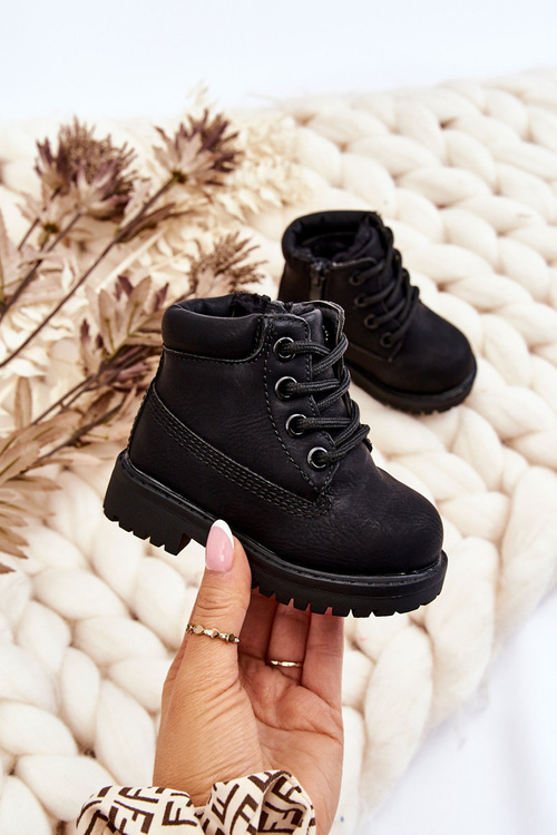 práškové černé teplé Dětské boty traper Dexter