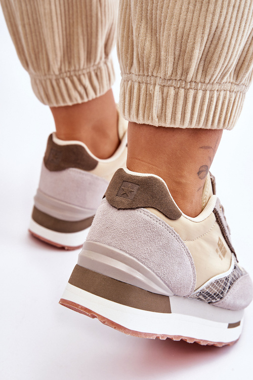 Módne tenisky pamäťové penové systém Big Star LL274364 béžová