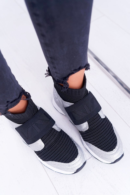 Dámská Sportovní Obuv Lu Boo S Ponožkou Brokátové Stříbrné Phantom