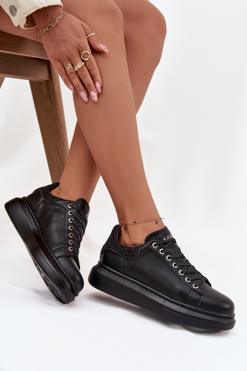 Dámské tenisky z pravé kůže GOE OO2N4004 Černé