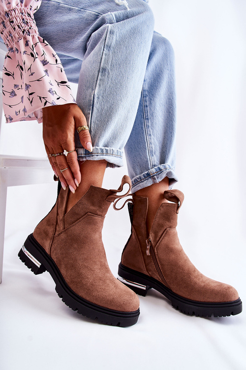 semišové kozačky s výřezy Hnědé Elvera