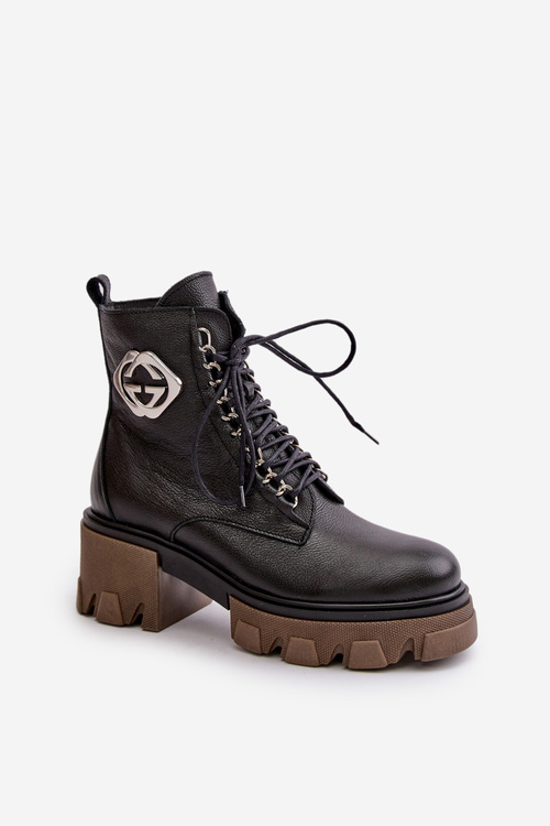 Zazoo 60376 Kožené Zateplené Boty Na Zip Černé