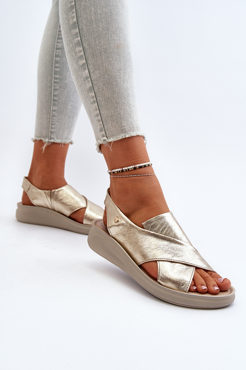 kožené sandály na klínu Černé Morgan