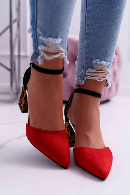 Dámske čerpadlá na červenej leopardovej tlači Ferri