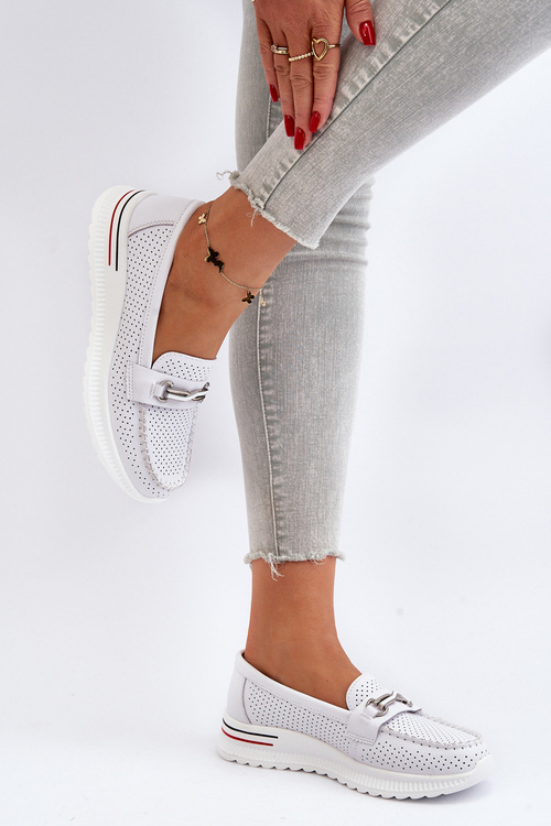 Bílé dámské kožené mokasíny Veridinna