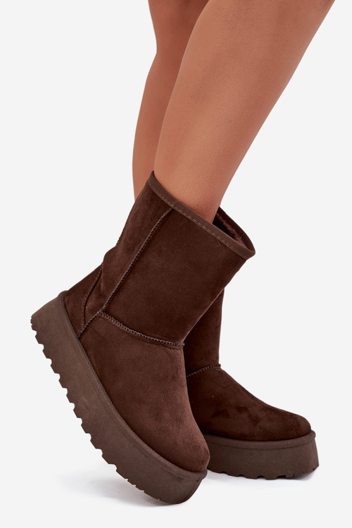 Dámské Sněhule Zateplené Kožíškem Čokoládové Abrams