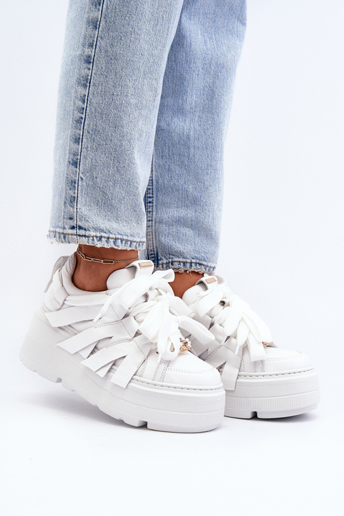 Sneakersy na masívnej platforme biele Zazoo 2F-7033