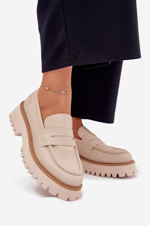Dámské Mokasíny Na Platformě A Plochém Podpatku Big Star NN274050 Béžové