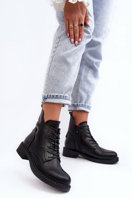 Dámské klasické botky na plochém podpatku černé Ballisa