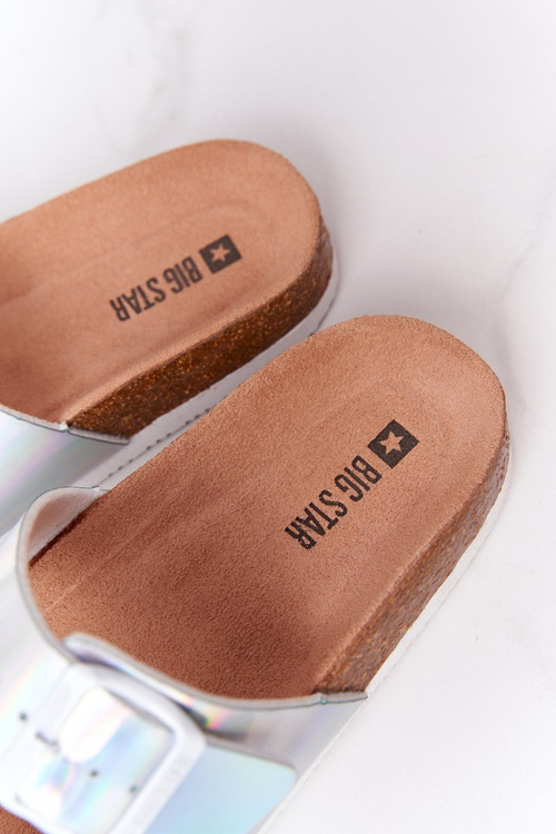 Koža profilovaná veľká hviezda HH274895 Silver Flip -flops