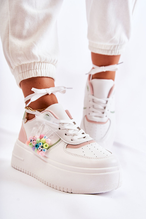 Dámská vázaná sportovní obuv Tenisky Bílá a růžová Manila