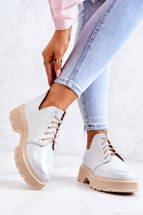 Boty s masivní podrážkou Nicole 2701/005 bílá a stříbrná
