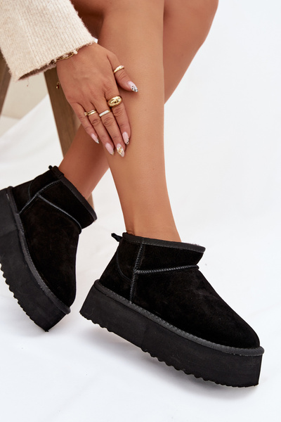 Dámske snehule z prírodného nubuku čierne Mairene