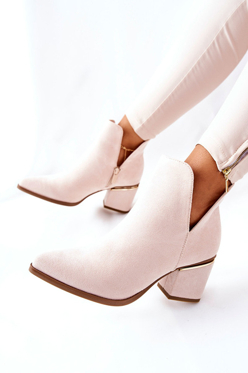 Ženské semišové topánky s výrezmi béžový noel