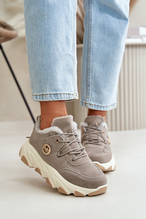 Zateplené Dámské Sportovní Boty Na Platformě Šedé Bialoa