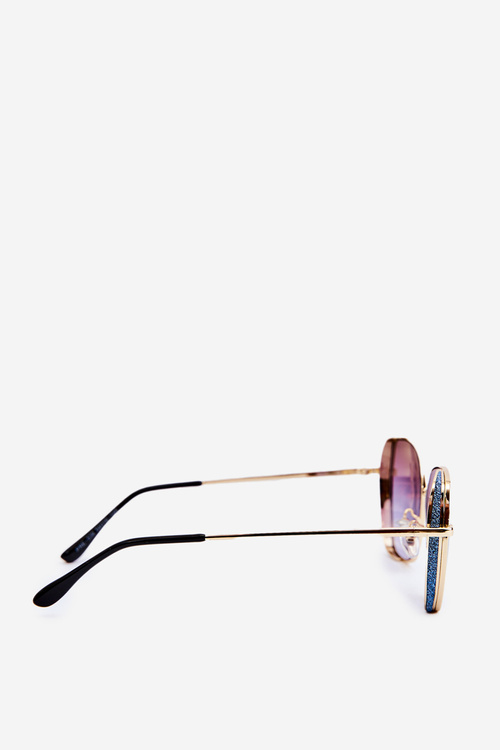 Dámske slnečné okuliare s flitrovými vložkami UV400 zlatomodré