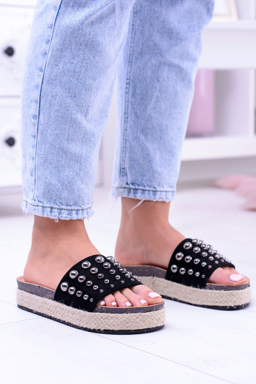 Dámske čierne flip -flops s ortho zirkónmi