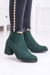 Dámské zelené kožené kotníkové boty Nicole
