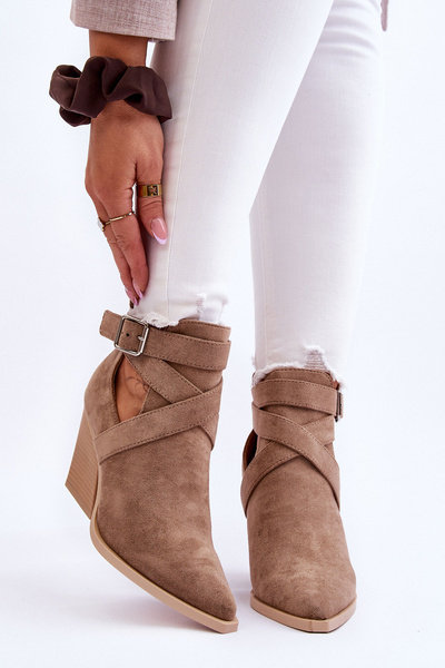 Ženské semišové topánky Dennise Dark Beige Cowboy topánky