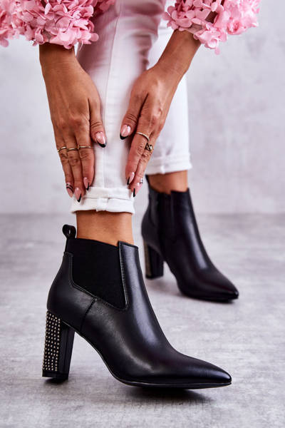 Elegantné topánky na stĺpe s kamienkami čierny Elinor