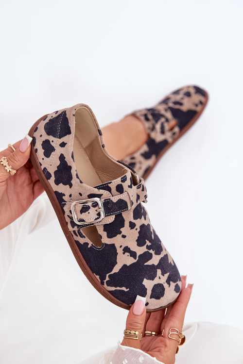 Semišové Polobotky Barefoot Dámske S Prackou Patches Zazoo N1261 Hnedo-Bežové