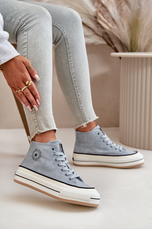 Zateplené Dámské Tenisky Na Platformě Eko Kůže Big Star OO274069 Modré