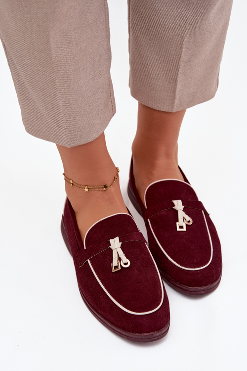 Mokasíny Loafers Ženy Z Eko Semišu Bordeaux Darwen