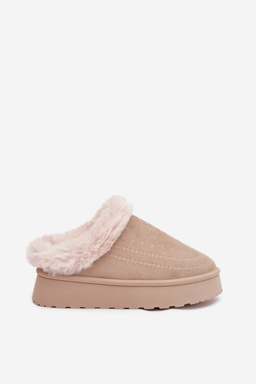 Dámské sněhule na platformě s kožešinkou a prošitími světle béžové Arelina