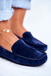 Dámske mokasínové kožené modré pappito
