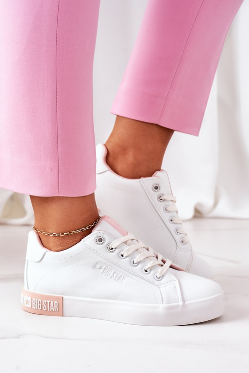 Dámske kožené tenisky Big Star II274033 White-ružová