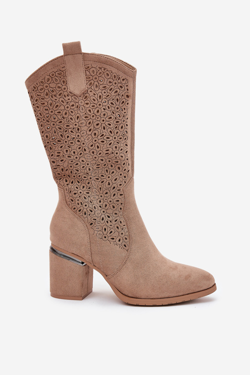 Vyřezávané Kozačky Kovářky Do Poloviny Lýtka S.Barski HY51-238 Béžové