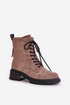 Zdobené Čižmy Worker Dámske Zateplené D&A MR880-017 Taupe