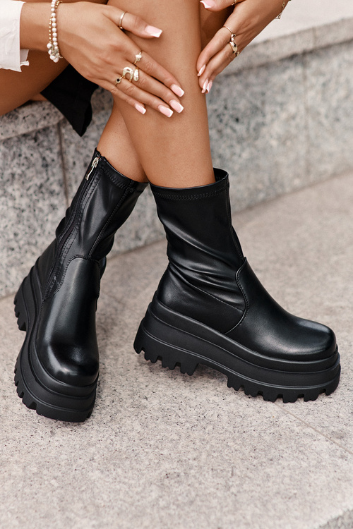 Boty Na Masivní Platformě Černé Florinara