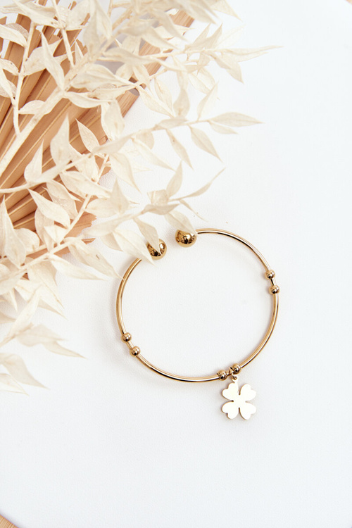 Dámsky oceľový oceľový náramok Clover Gold